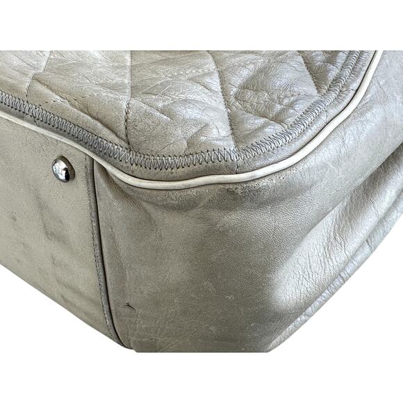 Authentic Chanel Quilted Calfskin Tote – Beige / Silver Hardware - Picture 14 of 16